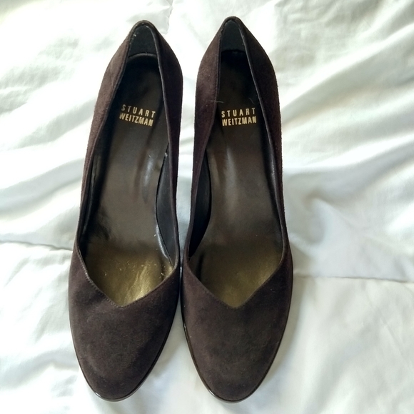 STUART WEITZMAN chocolate brown suede leather heel - Picture 6 of 8